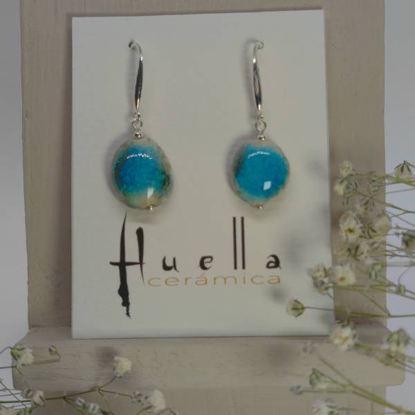 Rakú ovalado turquesa